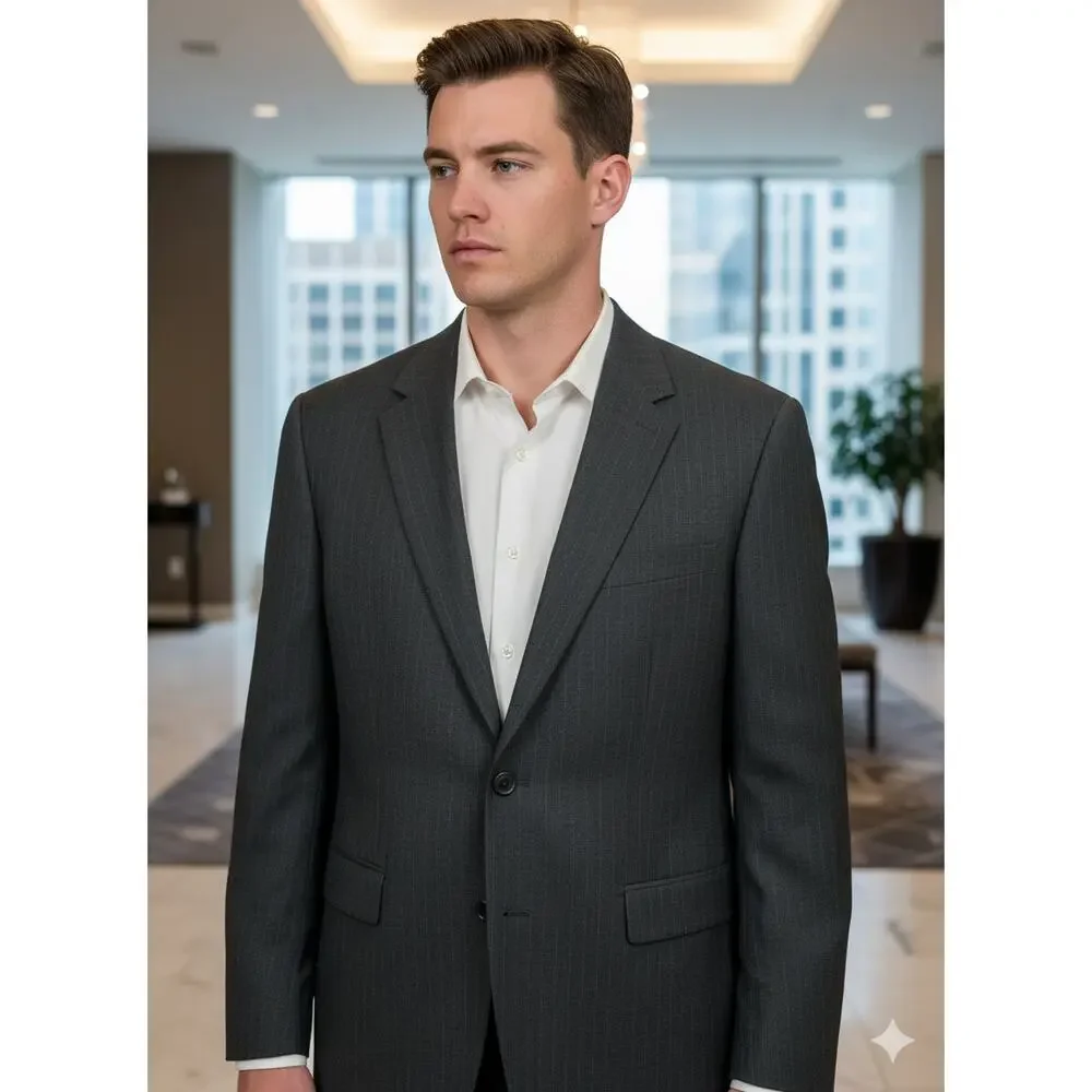 Banana Republic Mens 46R Preppy Minimalist Professional Office Pinstripe Blazer‎